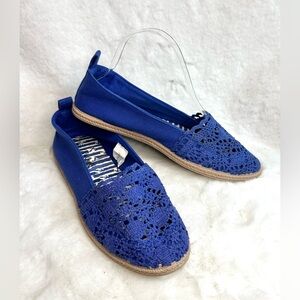 Blue Slip-On Crochet Espadrille Shoes Size 10 New